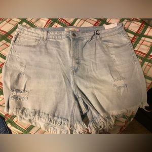 NWT Women’s Size 22 Light Wash Destructed Denim Jean Shorts